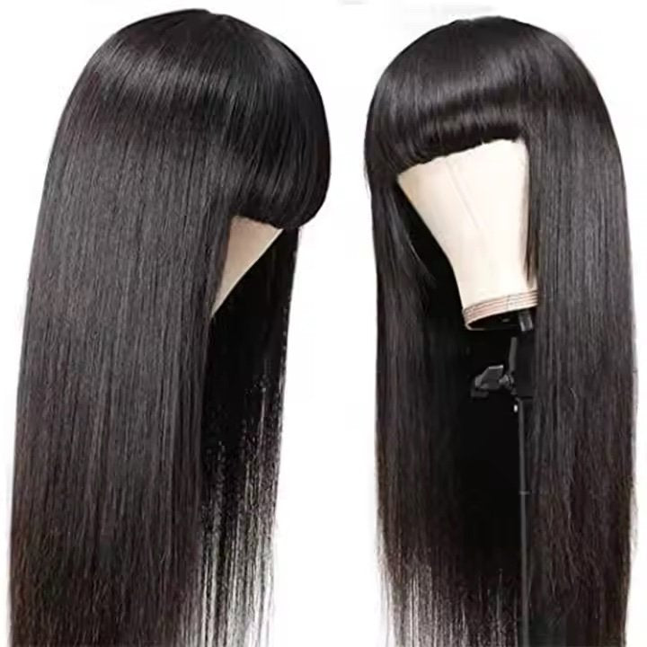 Yaki Straight Glueless 13x4 Frontal HD Lace Wig with Bangs